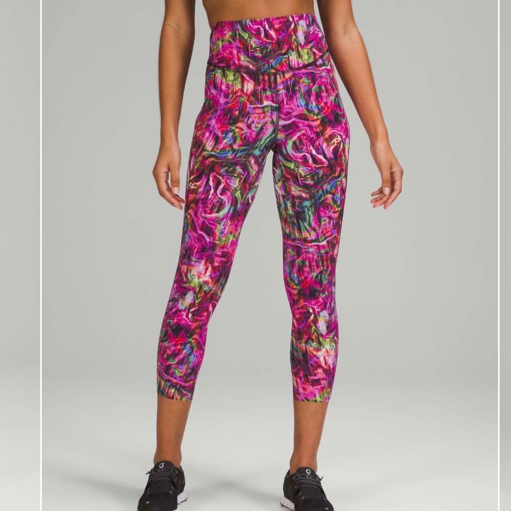 Lululemon Base Pace High Rise Running Leggings in Hyper Flow Pink Multi Size 4
